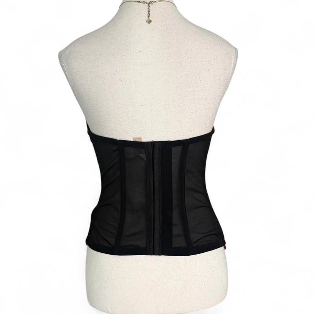 Cacique black + pink corset top pink ribbon lace details. Size: large 14 /16 - Picture 2 of 6